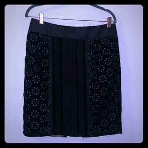 Nanette Lepore velvet skirt with embroidery